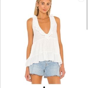 White ruffle tank